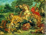 Eugene Delacroix lejonjakt painting